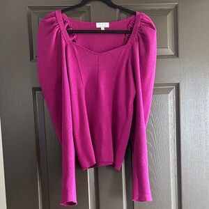 Sofía Jeans Magenta Ribbed Knit Top